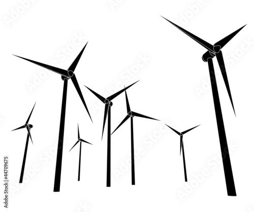 wind energy power vector silhouettes