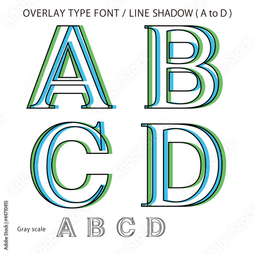 Overlay Type Font (Line Shadow Medium / A to D) #Vector