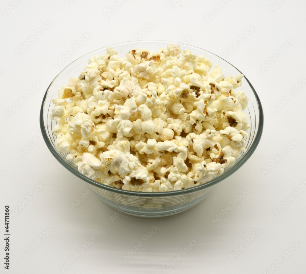 popcorn in glass bowl popcorn in glass bowl
