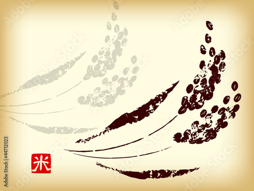 稲手描き