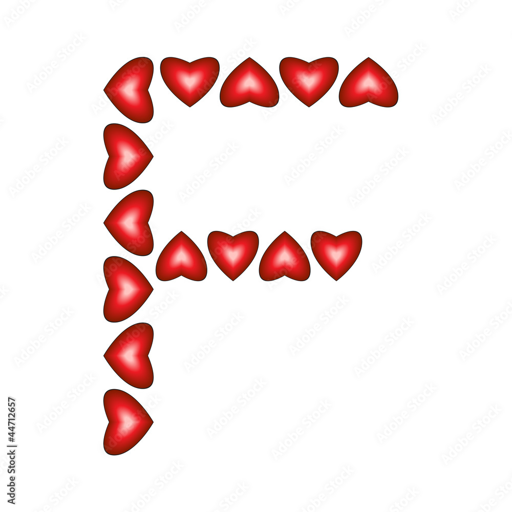 Letter F made of hearts Letter F made of hearts