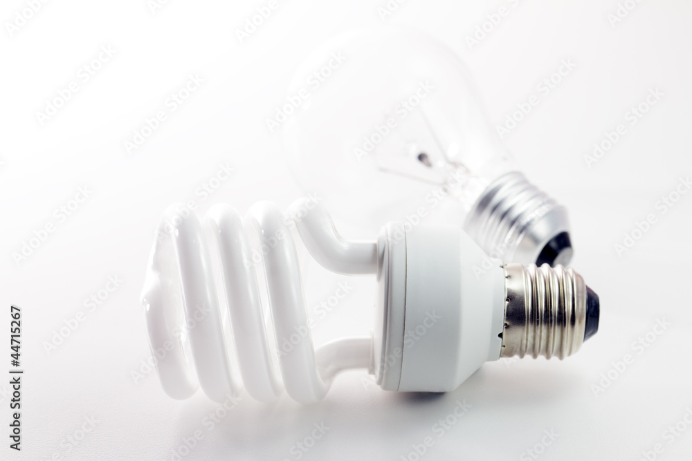 Incandescent and fluorescent energy saving light bulbs Incandescent and fluorescent energy saving light bulbs