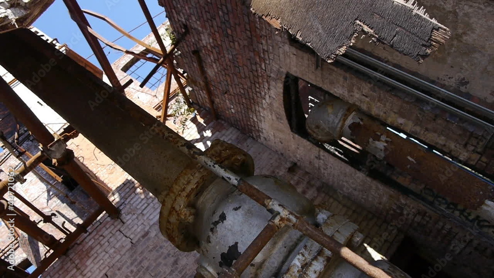 Inside a derelict building. Slow move then hold. Inside a derelict building. Slow move then hold.