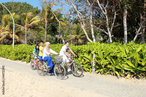 happy family with bikes