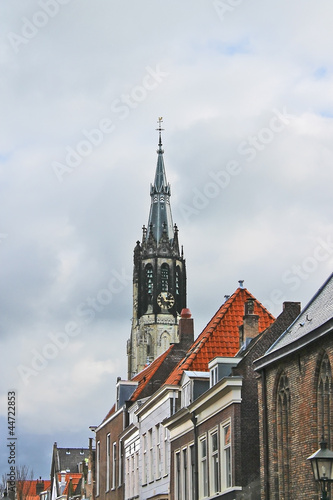 The spire of the New Church , Delft, Netherlands