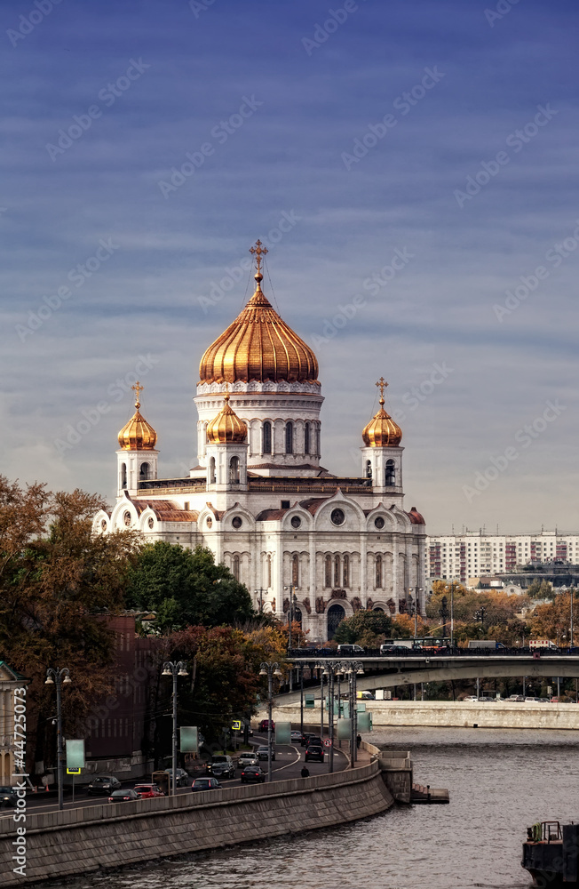 View of Cathedral of Christ Savior in Moscow in the autumn