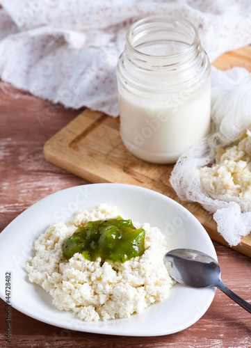 Cottage cheese with jam photo