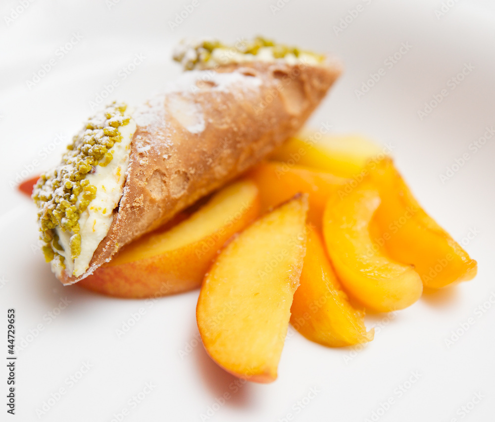 Traditional Sicilian cannoli dessert Traditional Sicilian cannoli dessert