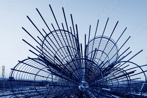 steel rebar component in a construction site