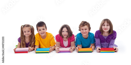 School kids with colorful books