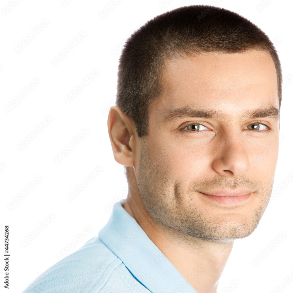 Obraz premium Cheerful young man, over white