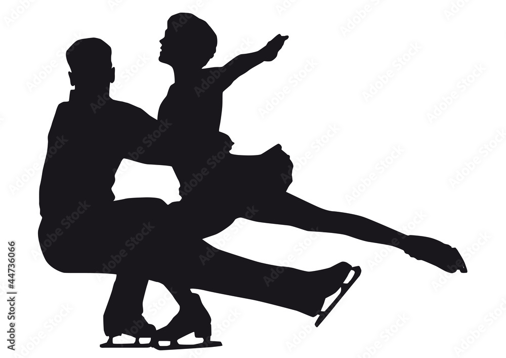 Figure skater silhouette on a white background
