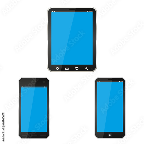 Tablet computer and two mobile phones