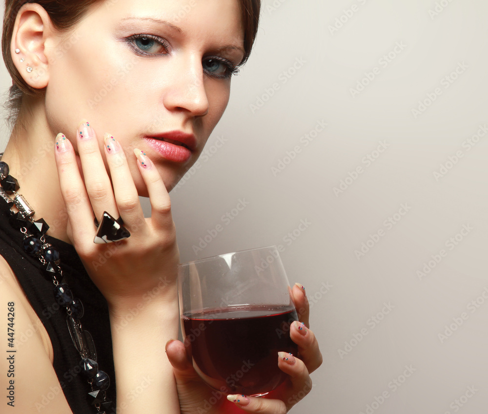 Portrait of a beautiful woman with a wineglass Portrait of a beautiful woman with a wineglass