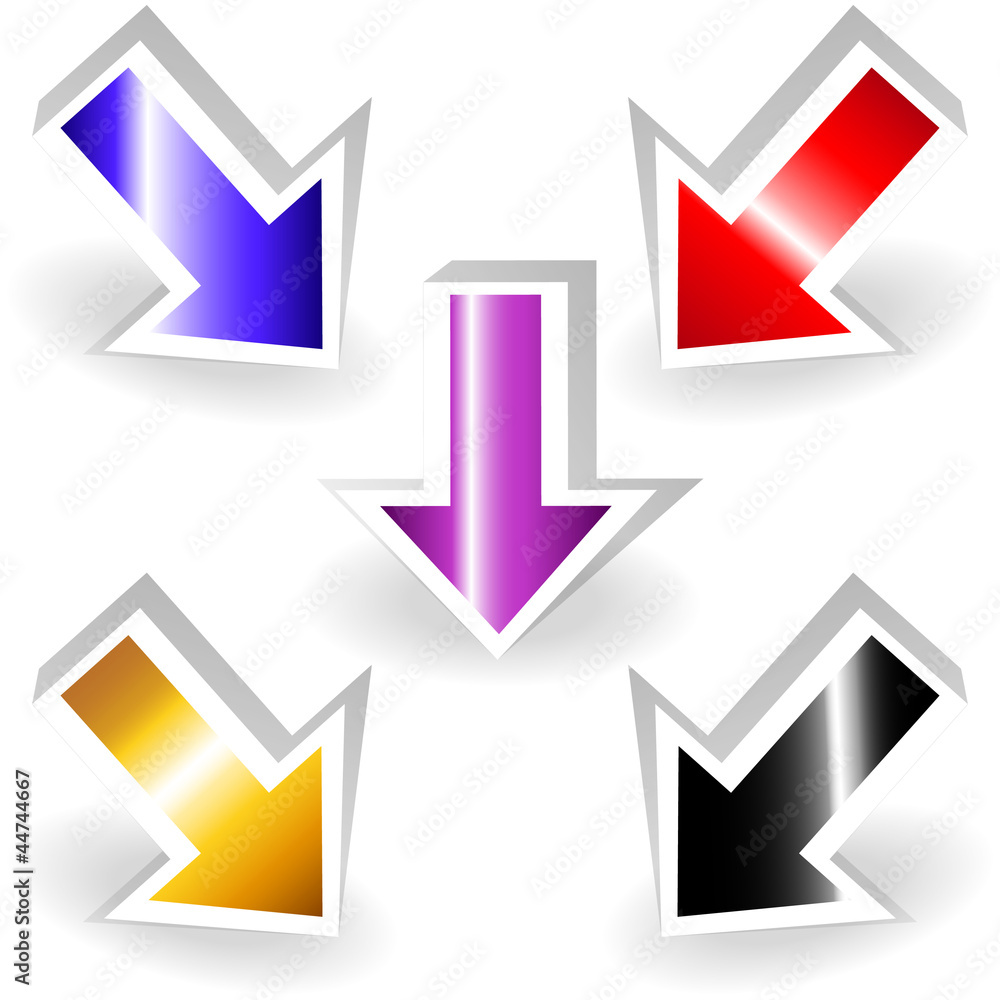 Set of metallic 3d arrows Set of metallic 3d arrows