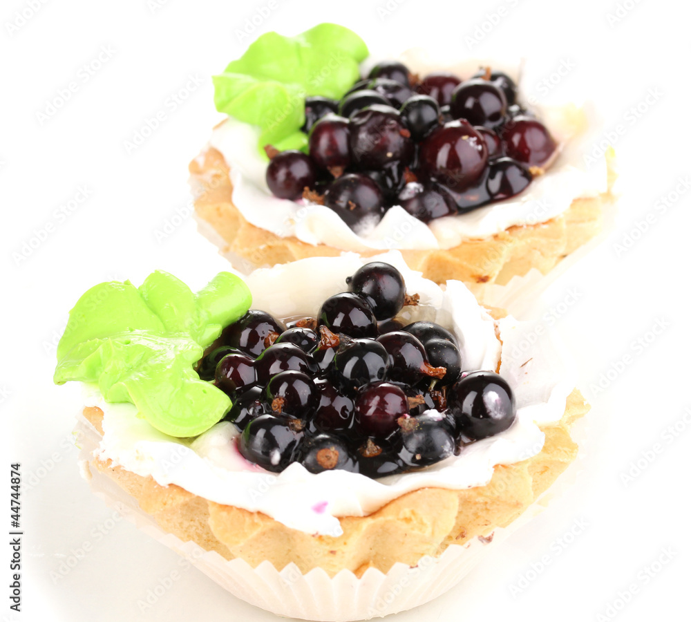 sweet cakes with berries isolated on white sweet cakes with berries isolated on white