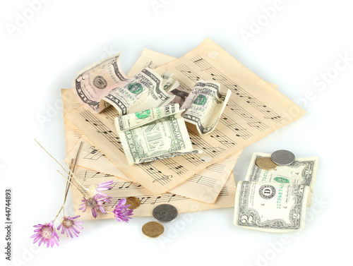 notes with money isolated on white