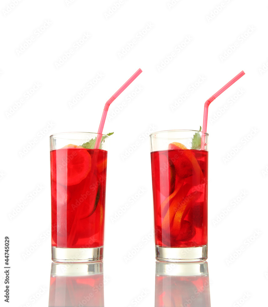 sangria in glasses, isolated on white sangria in glasses, isolated on white