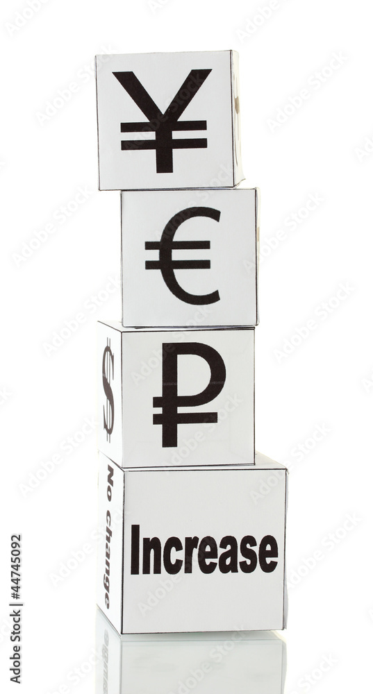 forex. currency in the white dices on white background forex. currency in the white dices on white background