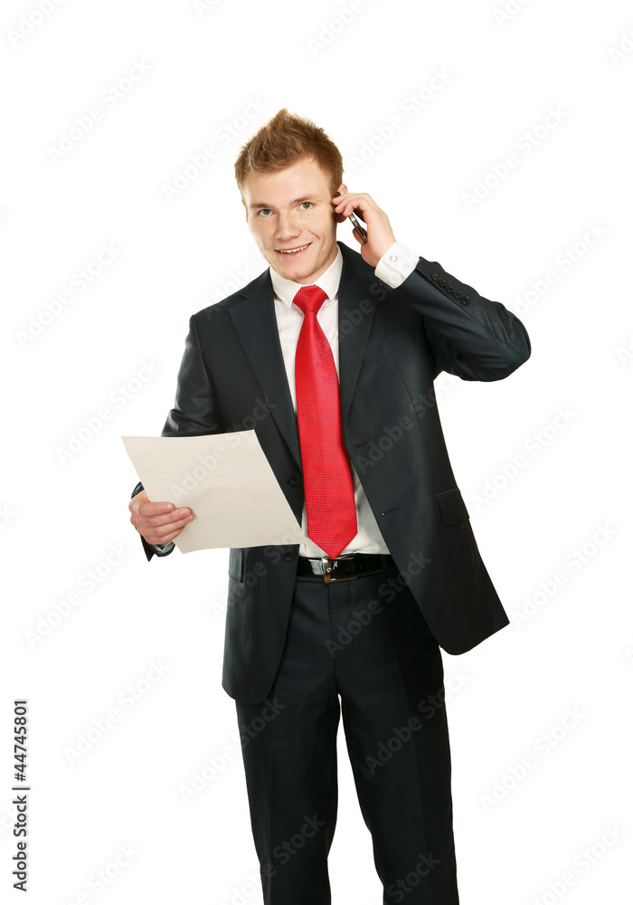 handsome businessman calling on mobile phone handsome businessman calling on mobile phone