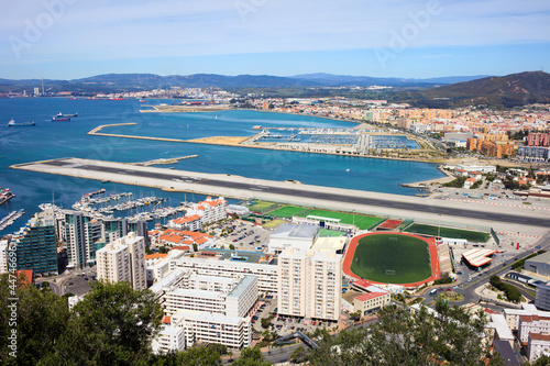 Gibraltar City and Airport Runway photo
