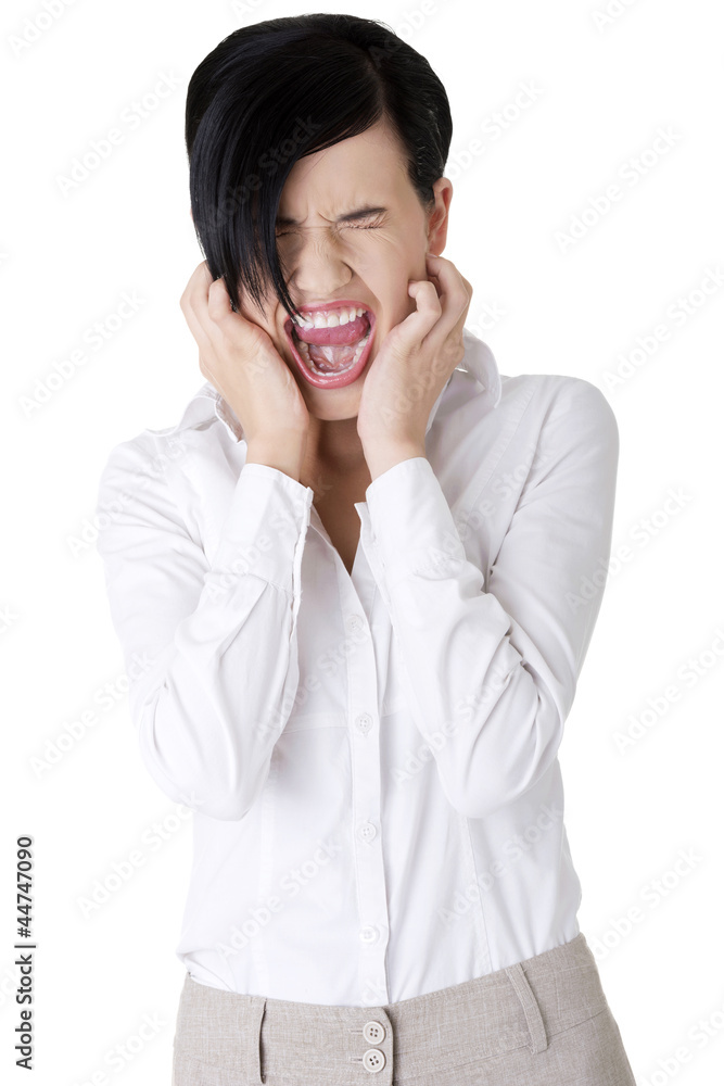 Angry businesswoman screaming Angry businesswoman screaming