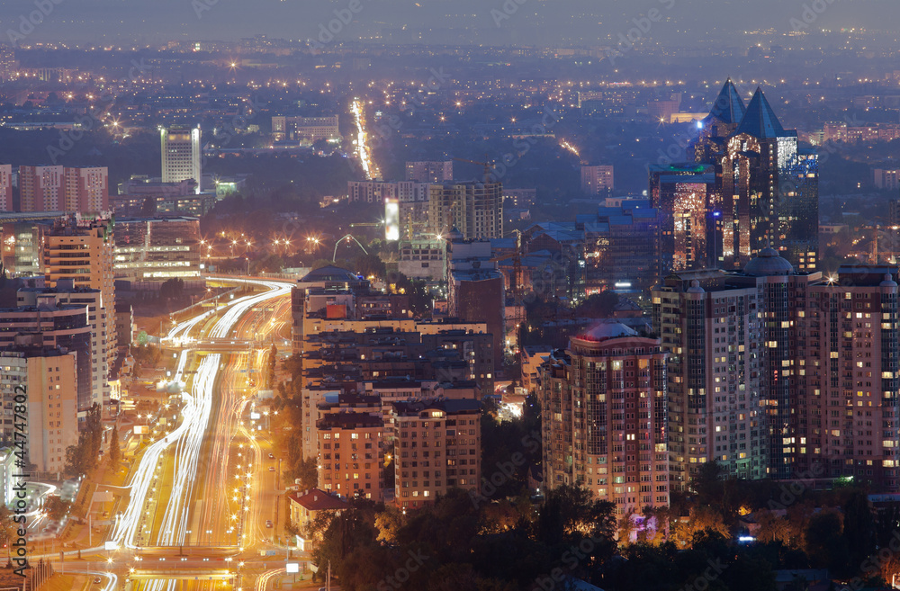 Night city of Almaty