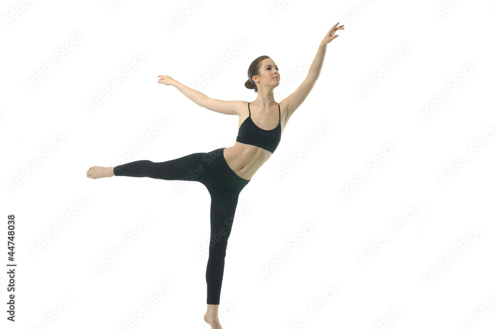 Photo of young woman exercising yoga