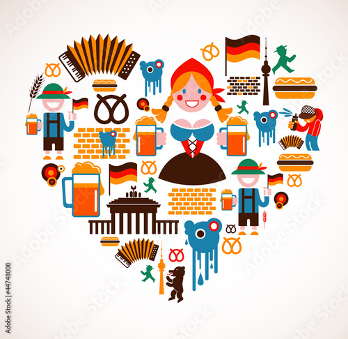 Heart shape with Germany icons