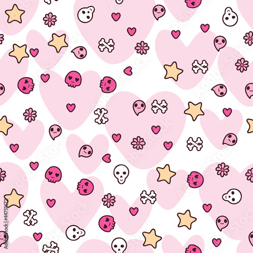 Seamless pattern with doodle. Vector kawaii illustration.