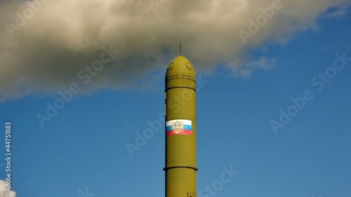 clouds over topol-m missile at military museum, timelapse photo