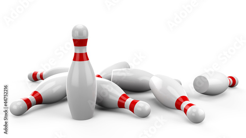 3D Bowling pin on white background