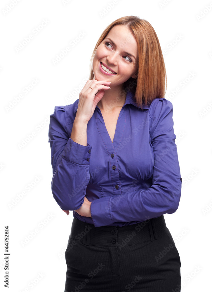 Young business woman posing in studio against white background Young business woman posing in studio against white background