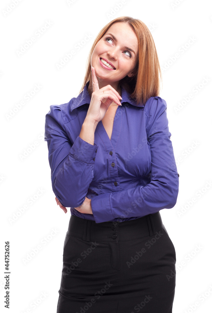 Young business woman posing in studio against white background Young business woman posing in studio against white background