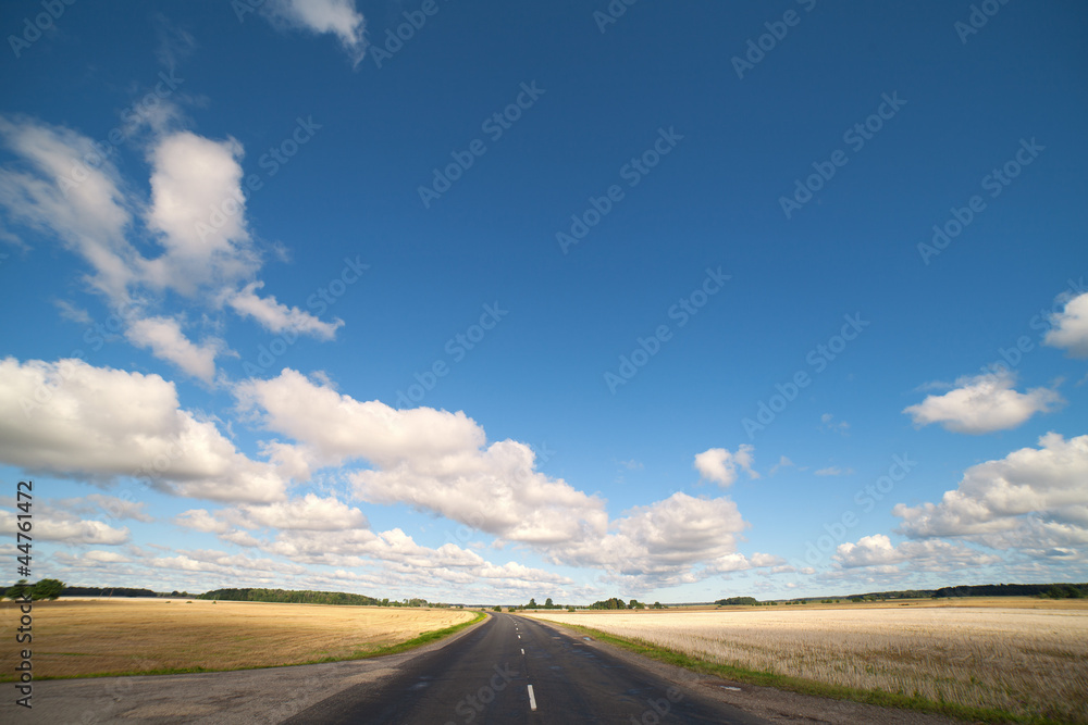 Clouds and road.