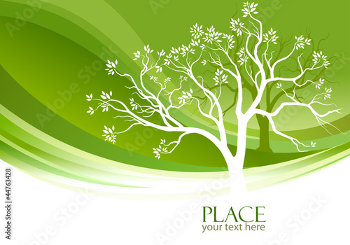 Abstract Tree in olive-green background