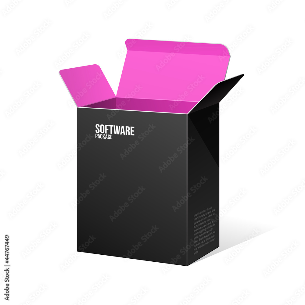 Software Package Box Opened Black Inside Pink Violet Purple Software Package Box Opened Black Inside Pink Violet Purple