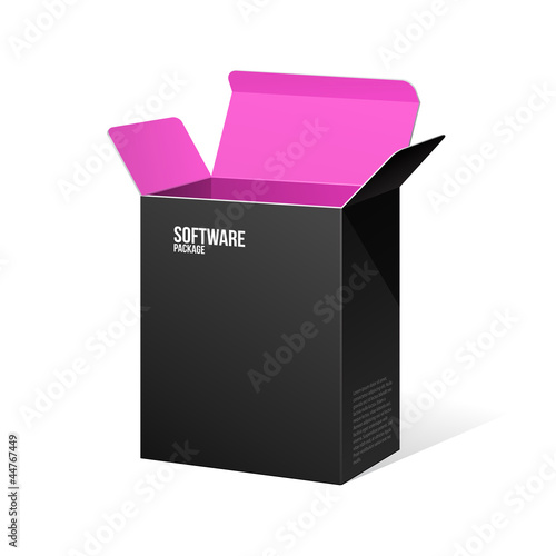 Software Package Box Opened Black Inside Pink Violet Purple