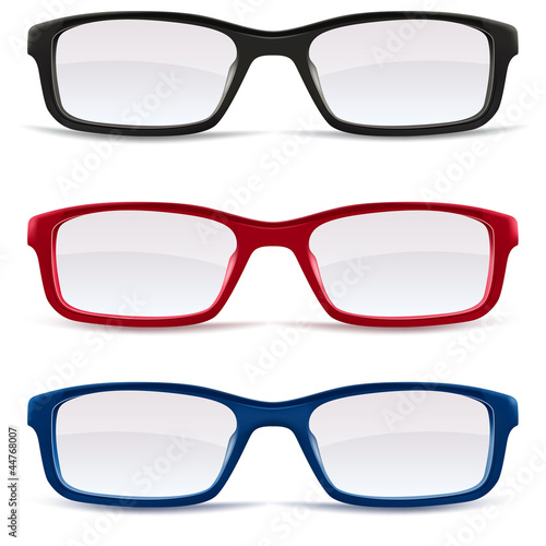 Eyeglasses – black, red and blue