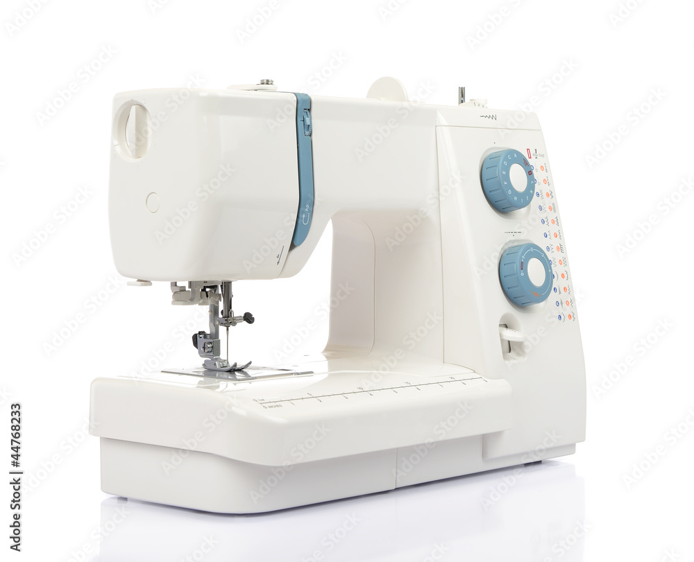 Sewing machine on white background, isolated path included