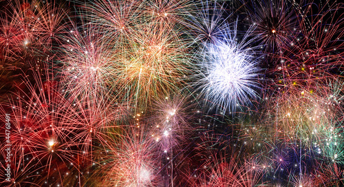Canvas Print Abstract fire works backgrounds. Collage from real fireworks fes