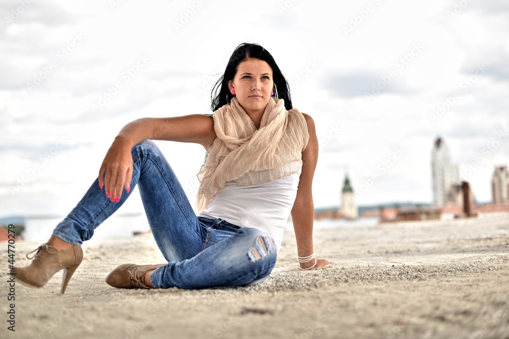 Pretty smiling girl relaxing outdoor Pretty smiling girl relaxing outdoor