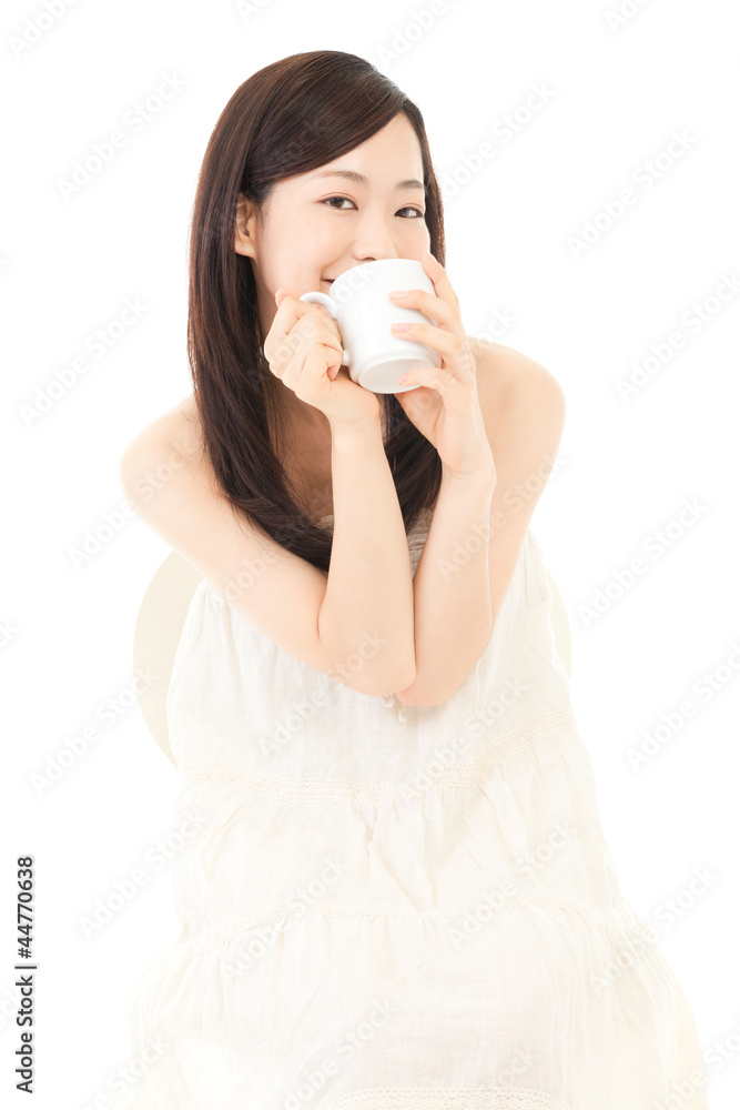 Beautiful young woman drinking coffee. Portrait of asian. Beautiful young woman drinking coffee. Portrait of asian.