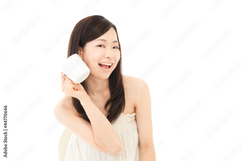 Beautiful young woman drinking coffee. Portrait of asian. Beautiful young woman drinking coffee. Portrait of asian.