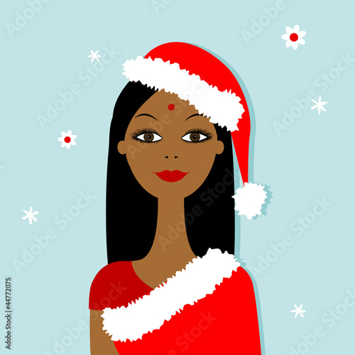 Santa girl, christmas postcard for your design