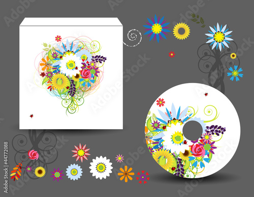 Envelope and cd cover, floral style for your design