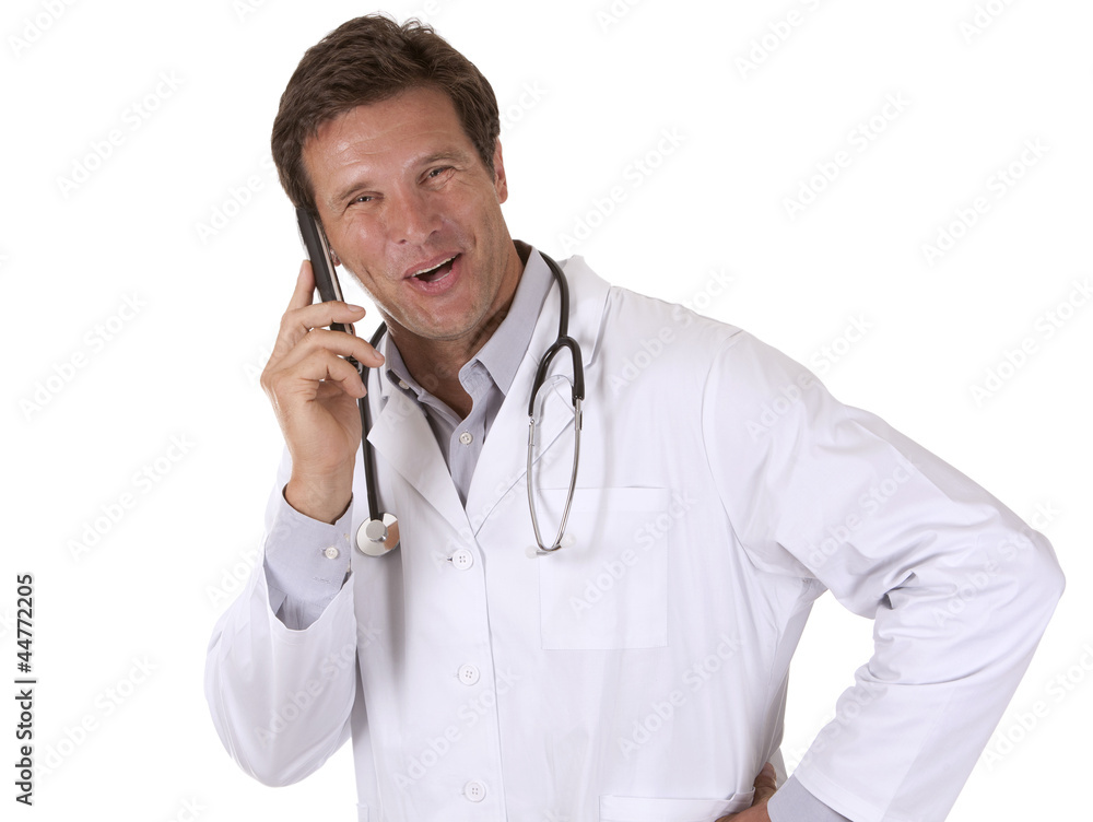 male doctor on the phone
