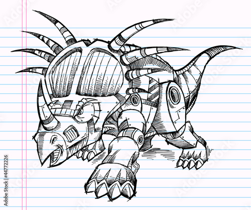Sketch Doodle Robot Machine Triceratops Dinosaur Illustration  Stock-Vektorgrafik | Adobe Stock