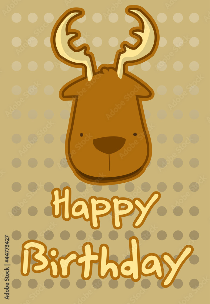 birthday card with illustration cute deer