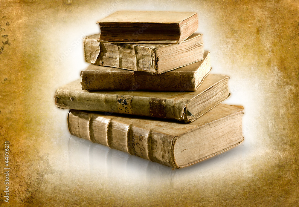 libri antichi su sfondo antico pergamena Stock Photo